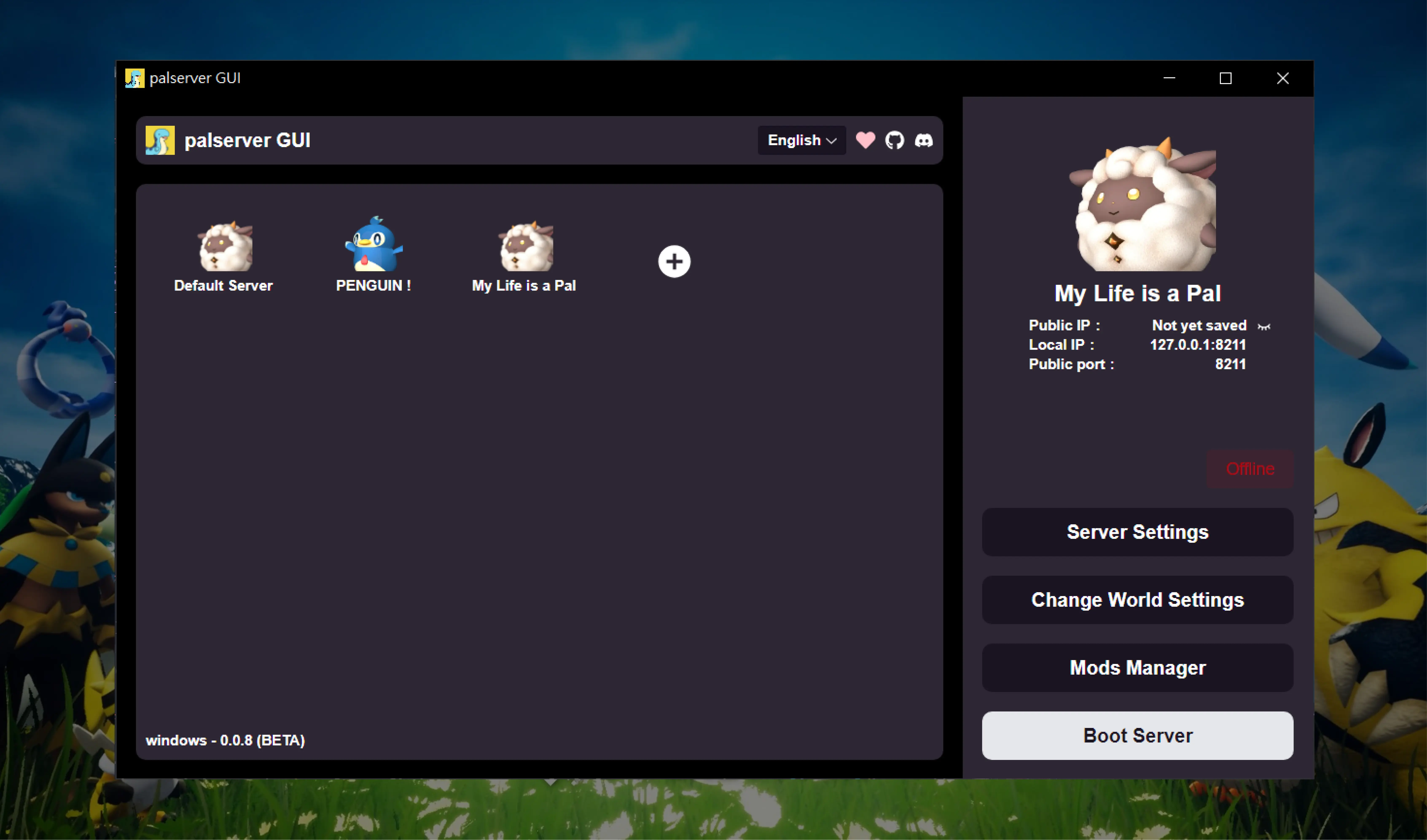 Mídia 1 de Palserver GUI