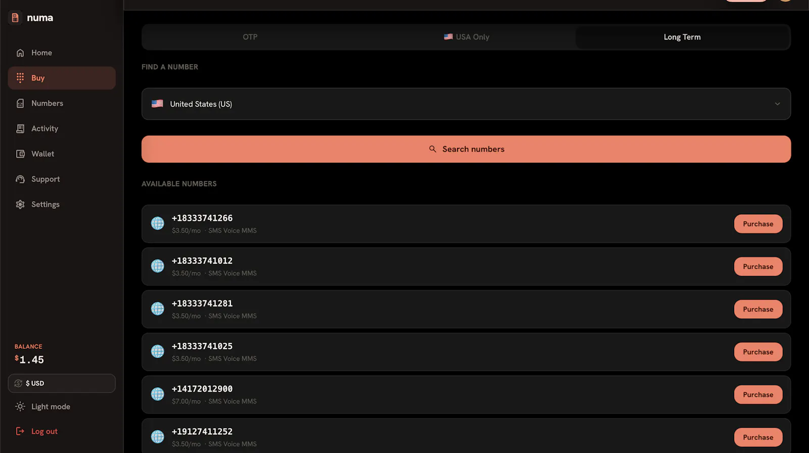 numasims — Virtual Phone Numbers  screenshot 4