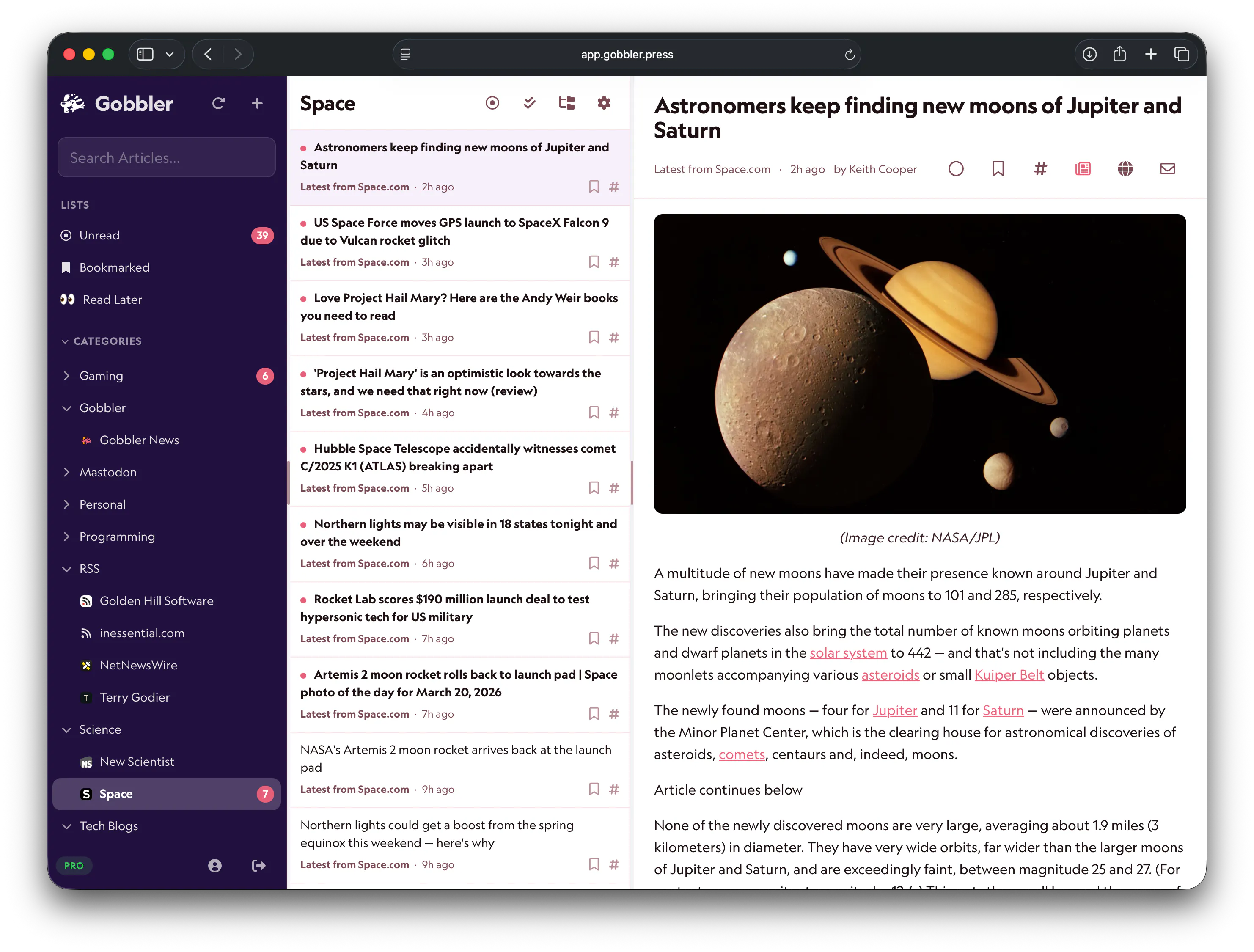 Gobbler | RSS for humans and apps 제품 배너