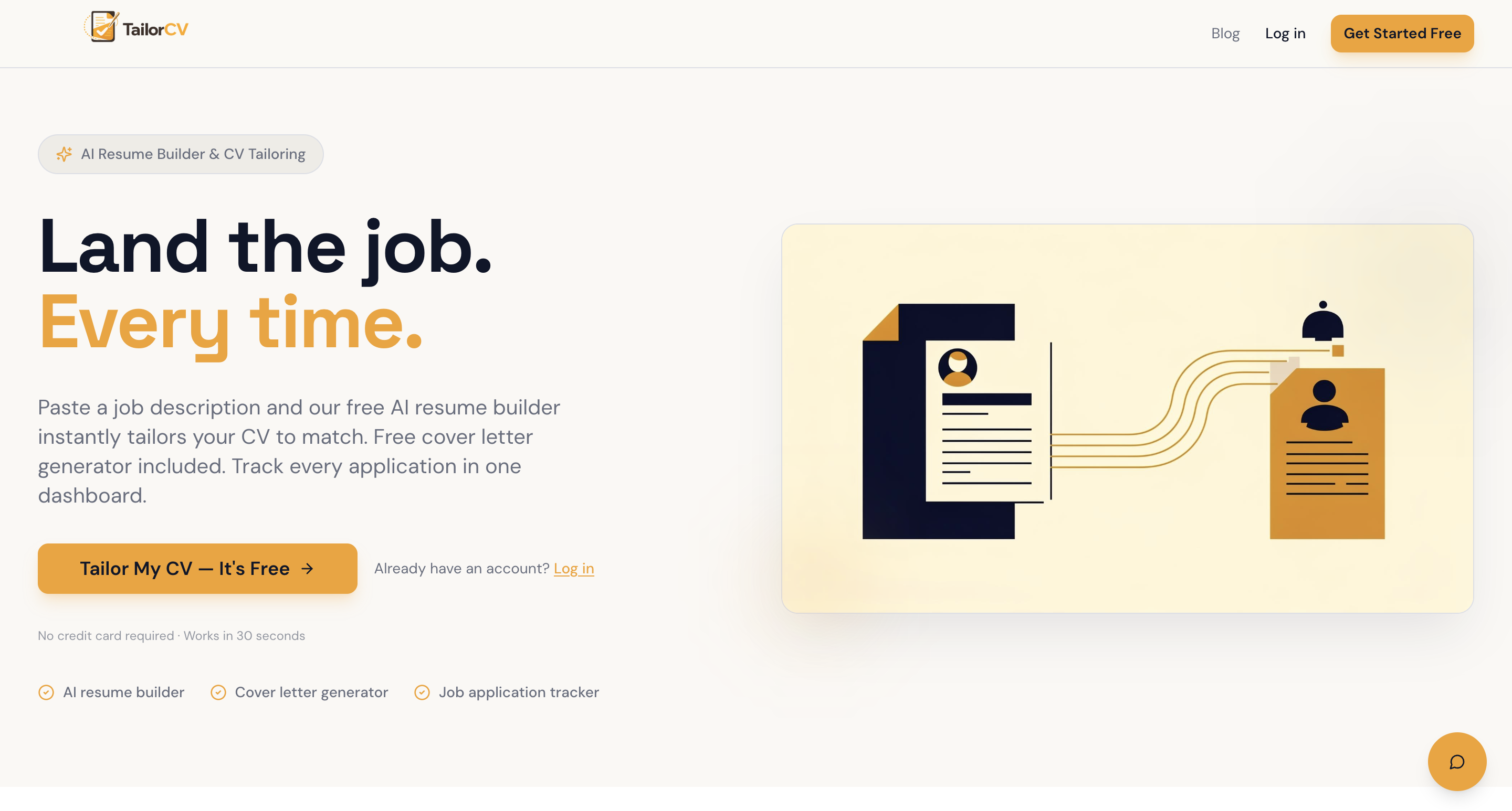 TailorCV - Main product screenshot demonstrating key features and user interface