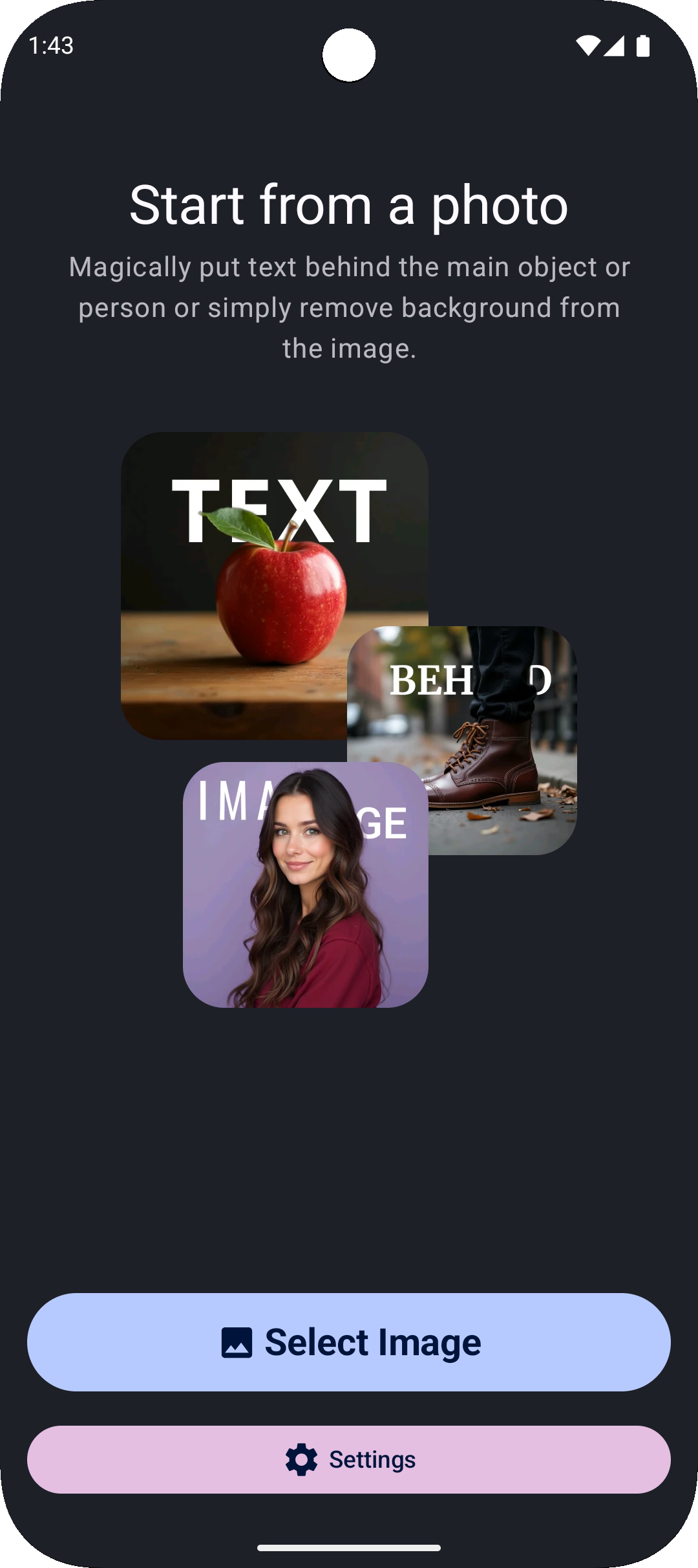 Text Behind Image - Android app media 2