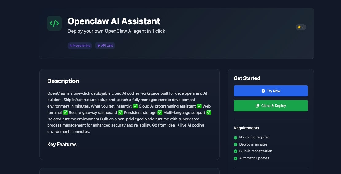 Deploy Openclaw ：1-Click OpenClaw Cloud