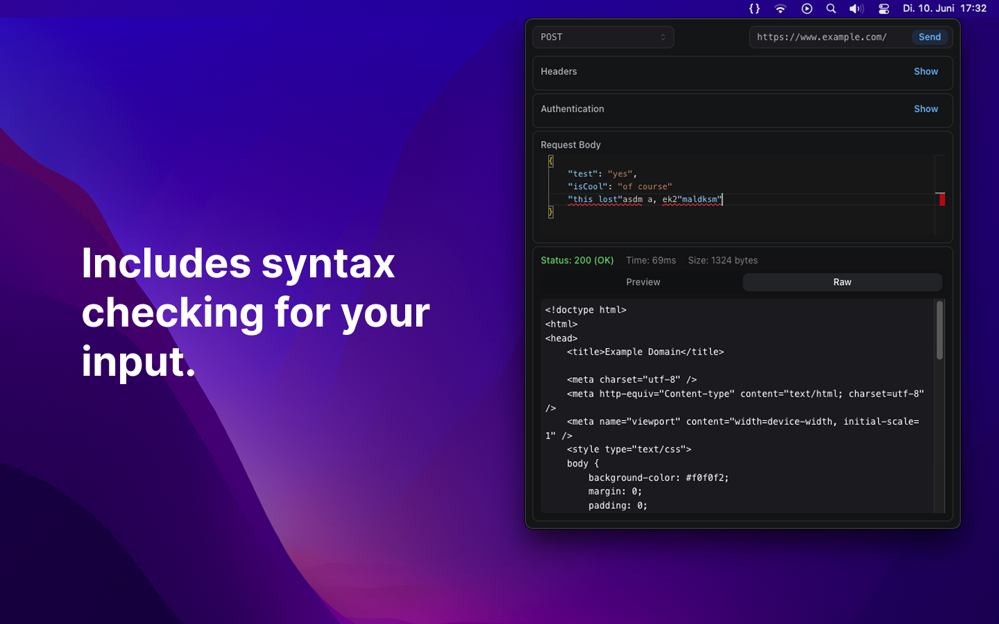 وسائط api_tester - اختبر واجهات برمجة التطبيقات الخاصة بك مباشرة من شريط قائمة MacOS 4