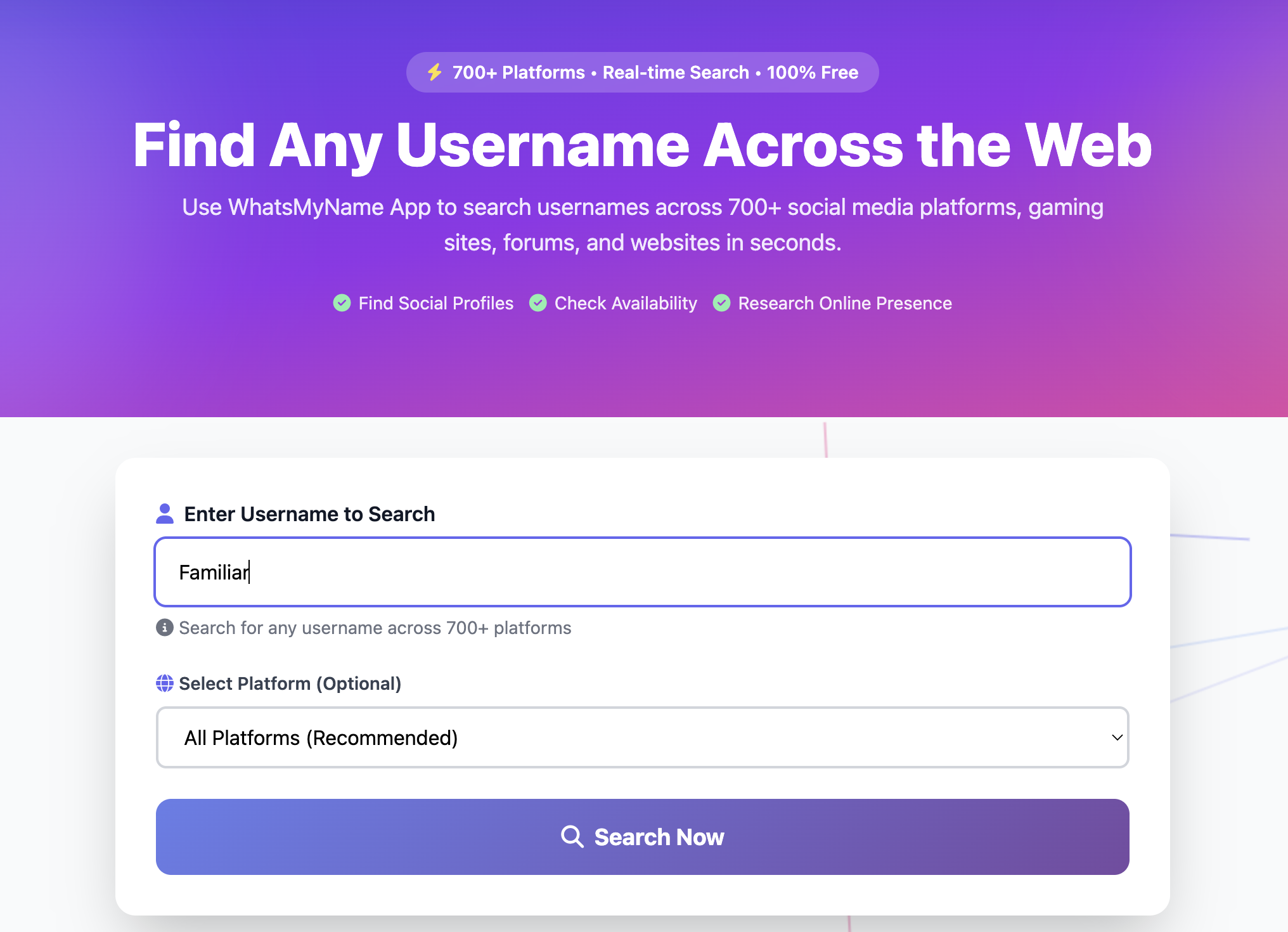WhatsMyName app gallery image