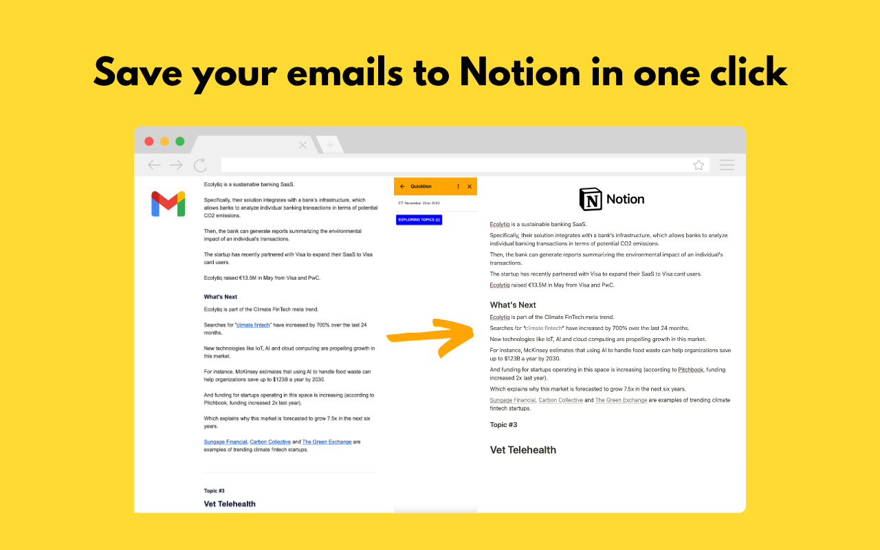 빠른 - 한 번의 클릭으로 Gmail 이메일을 개념 데이터베이스에 저장하십시오. 미디어 2