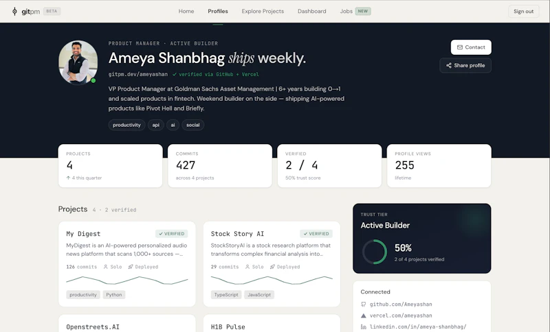 GitPM: The portfolio for PMs who ship screenshot 6