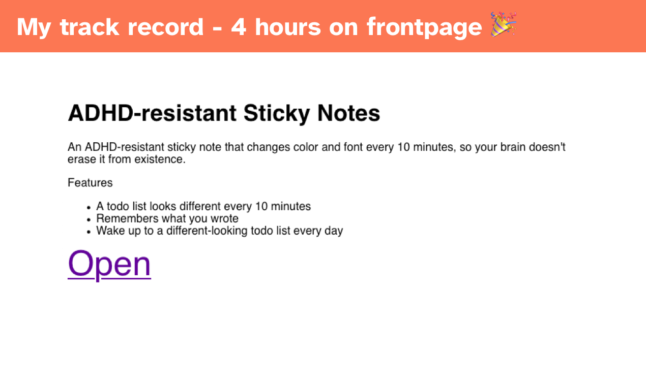 Launch to the frontpage of Hacker News gallery image
