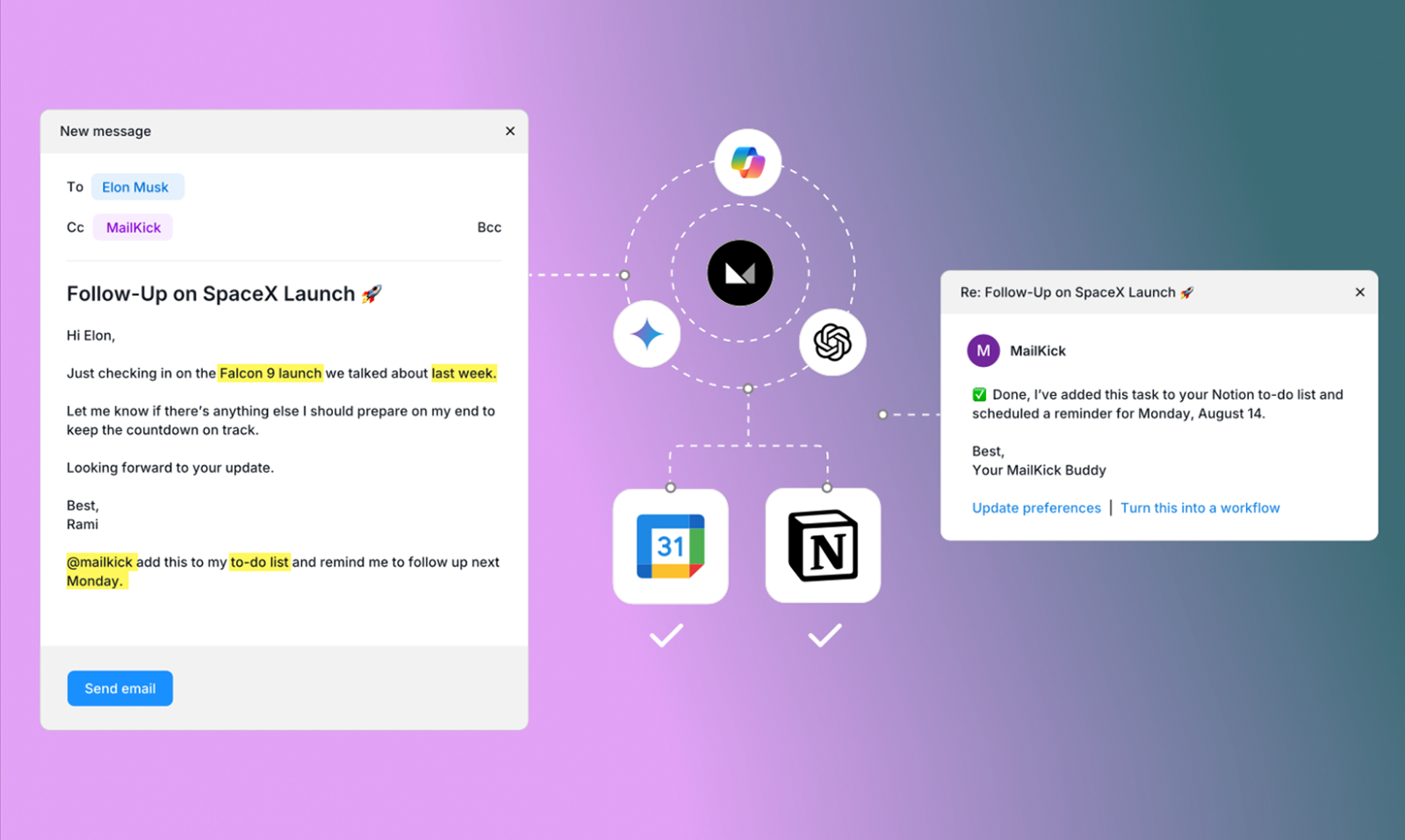 Média Courrier - Assistant AI alimenté par e-mail pour transformer n'importe quel e-mail en tâche 1
