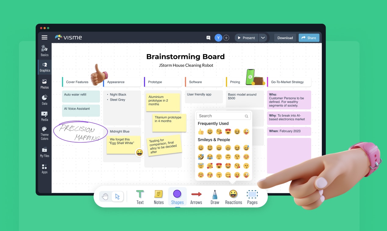 Visme Whiteboards - 스타일의 큰 아이디어와 브레인 스토밍에 큰 아이디어를 가져옵니다 미디어 2