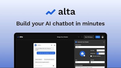 Изображение, показывающее интерфейс конструктора чат-ботов Alta с искусственным интеллектом.