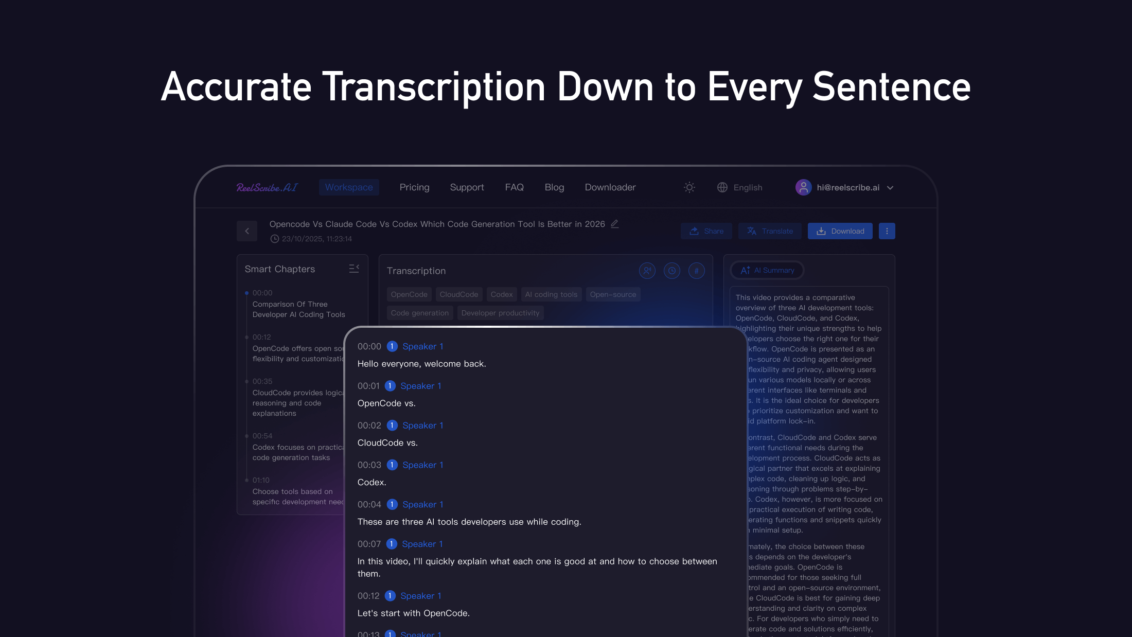 ReelScribe - Screenshot 3 showing product features and functionality