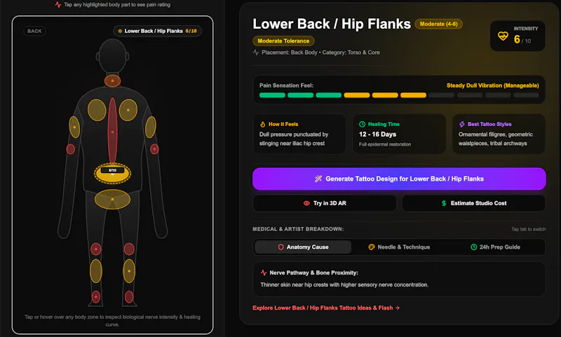 Tattoo Pain Scale Map screenshot 2