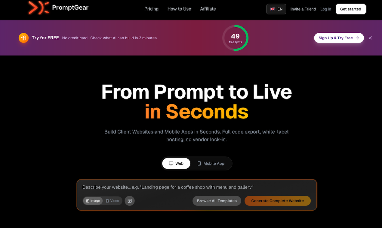 PromptGear - Main product screenshot demonstrating key features and user interface