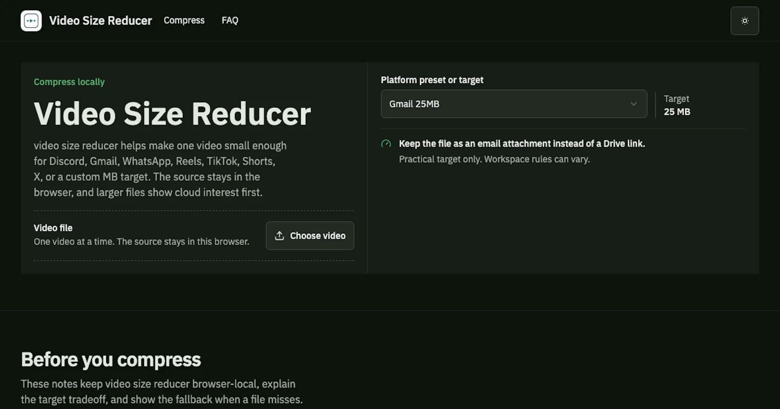 Video Size Reducer screenshot 1