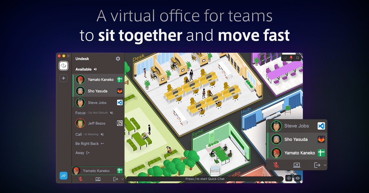 startuptile Undesk-A virtual office for teams to sit together & move fast