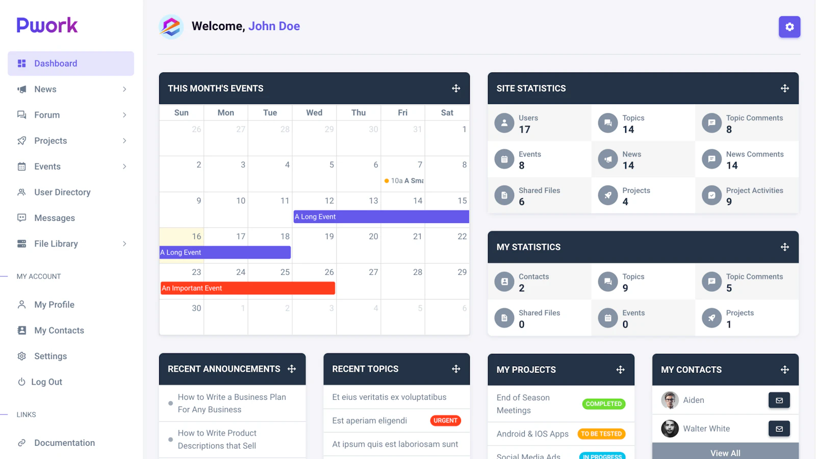 Pwork - Intranet for WordPress screenshot 2