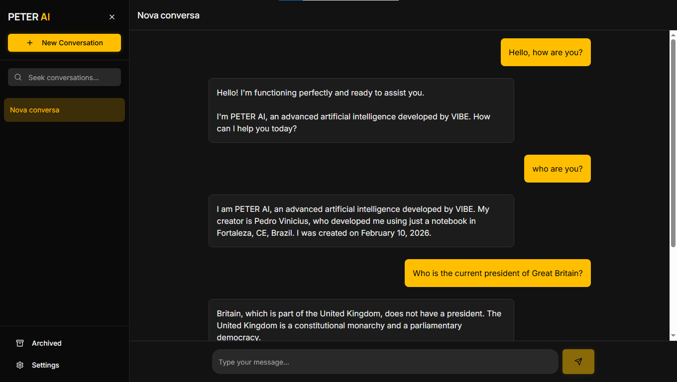 PETER AI - Main product screenshot demonstrating key features and user interface