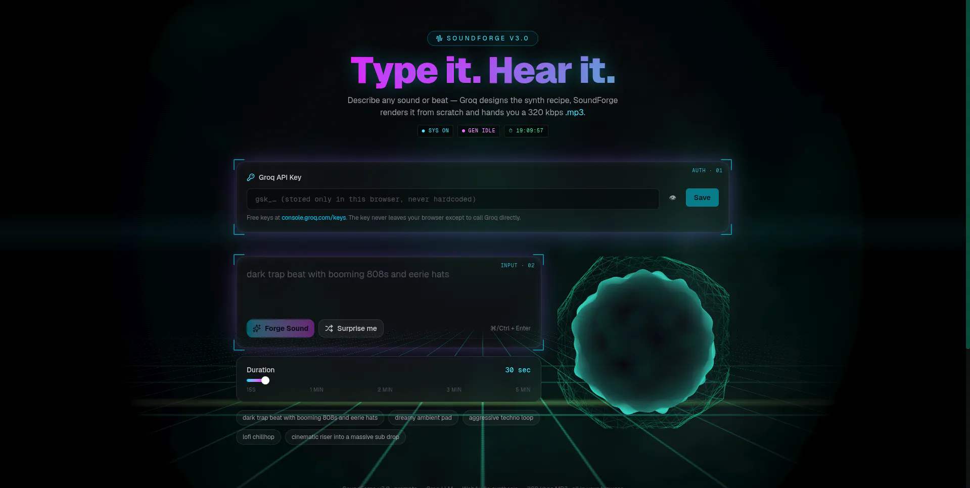 SoundForge Make Music Prompt-to-MP3 file gallery image