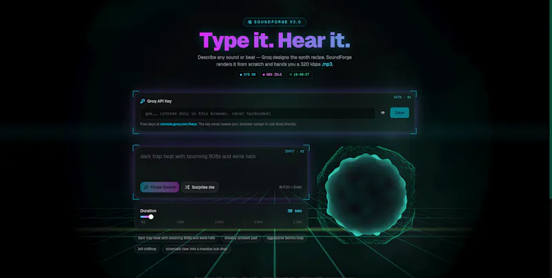 SoundForge Make Music Prompt-to-MP3 file screenshot 1