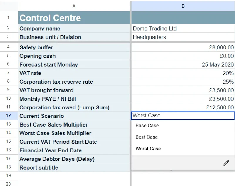 Semi Automated 13-Week Cashflow Forecast screenshot 4