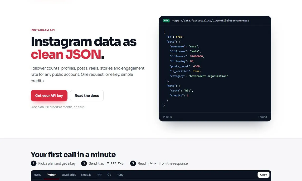 FastSocial Instagram Data API gallery image