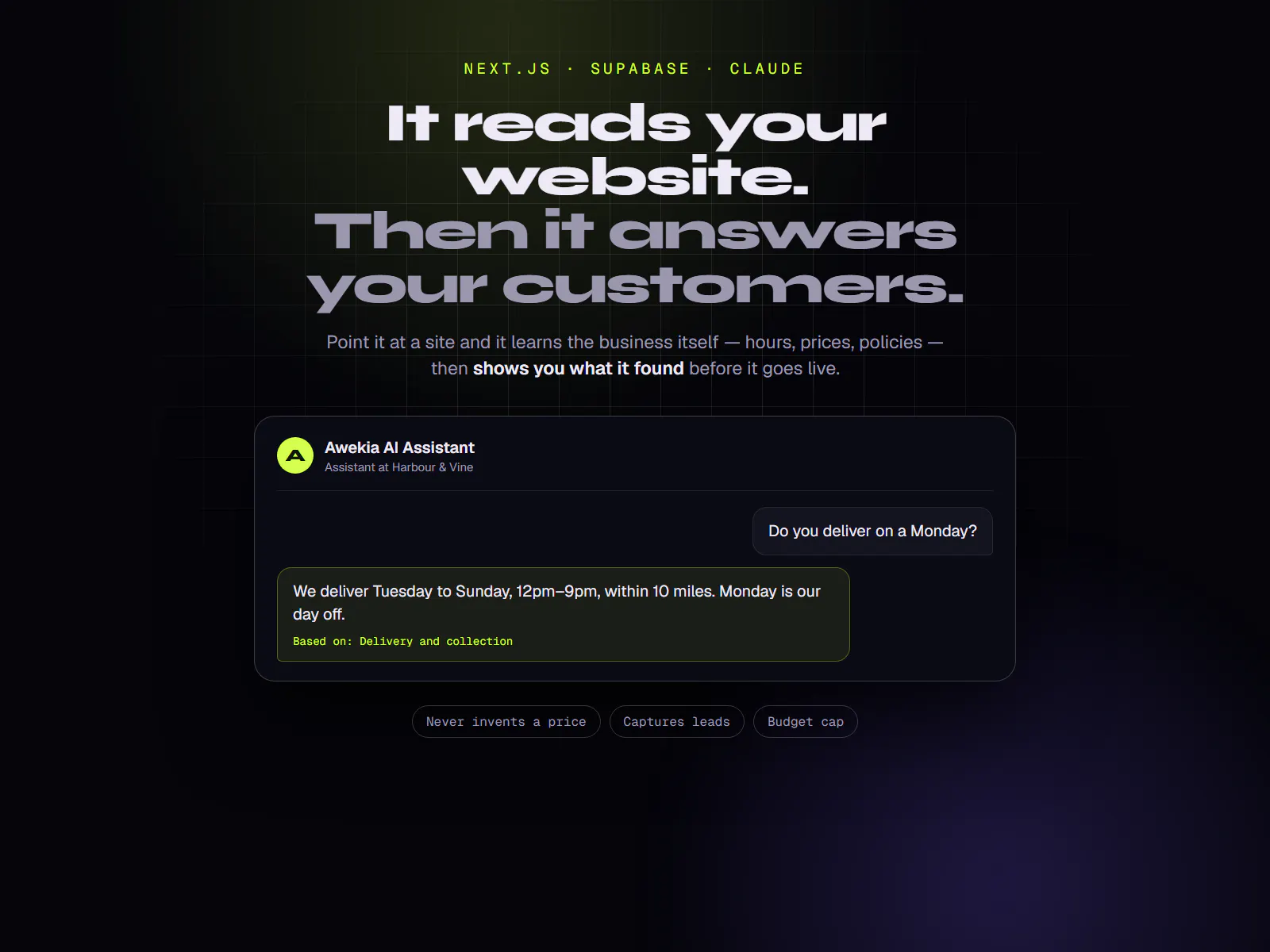 Keep visitors with Awekia AI Assistant  gallery image