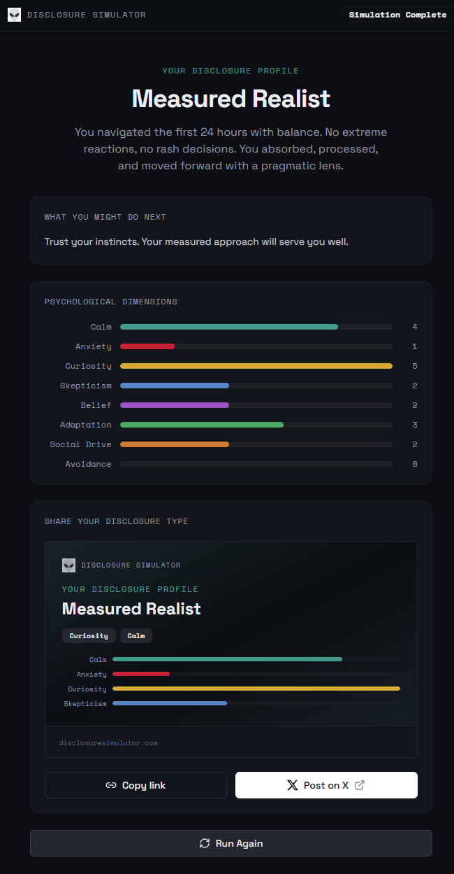 Disclosure Simulator - Screenshot 2 showing product features and functionality