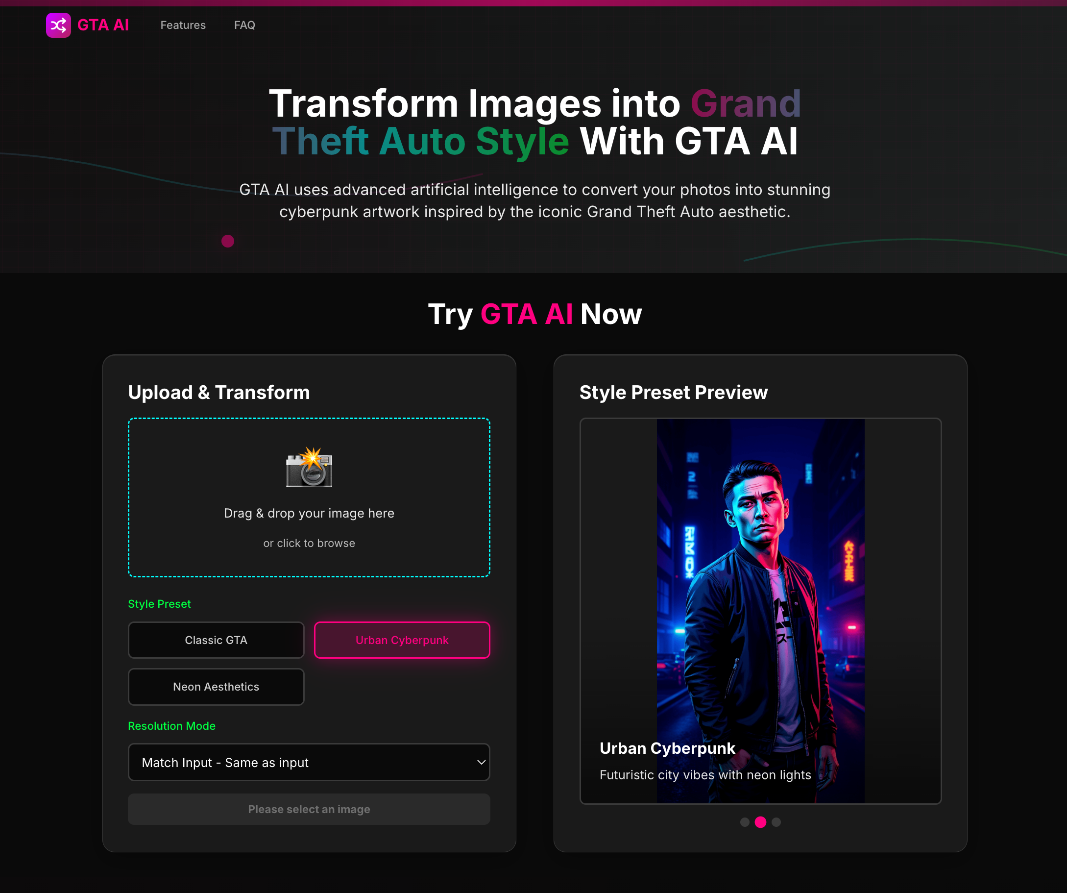 وسائط GTA AI - أداة مجانية لتحويل صورك إلى نمط GTA 1