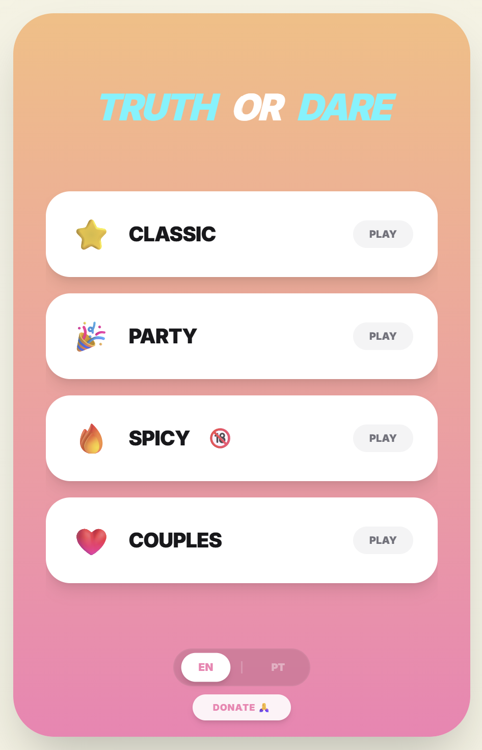 It's Truth or Dare Day! - Main product screenshot demonstrating key features and user interface