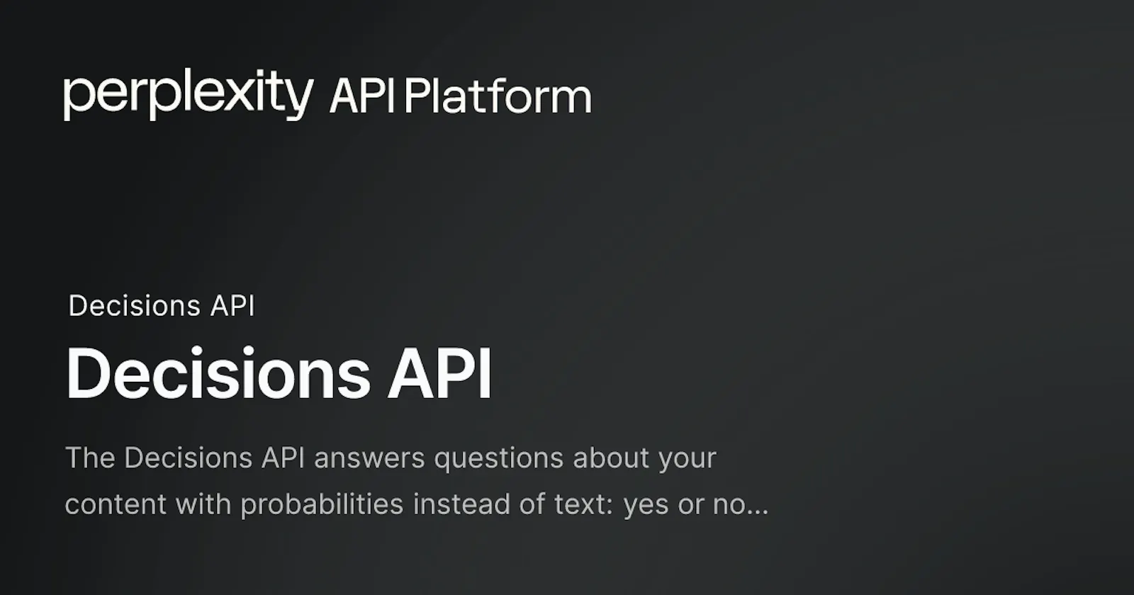 Perplexity Decisions API screenshot 1
