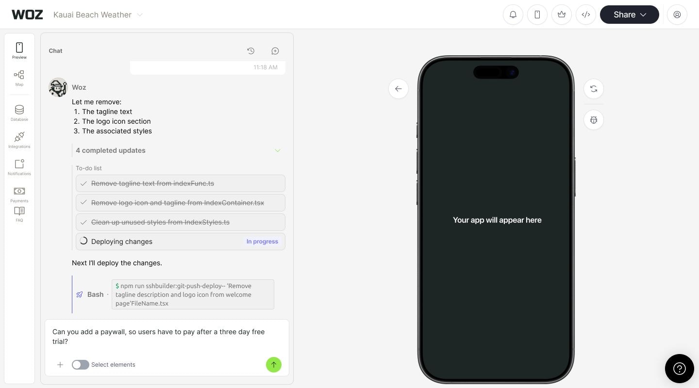 Woz - Screenshot 2 showing product features and functionality