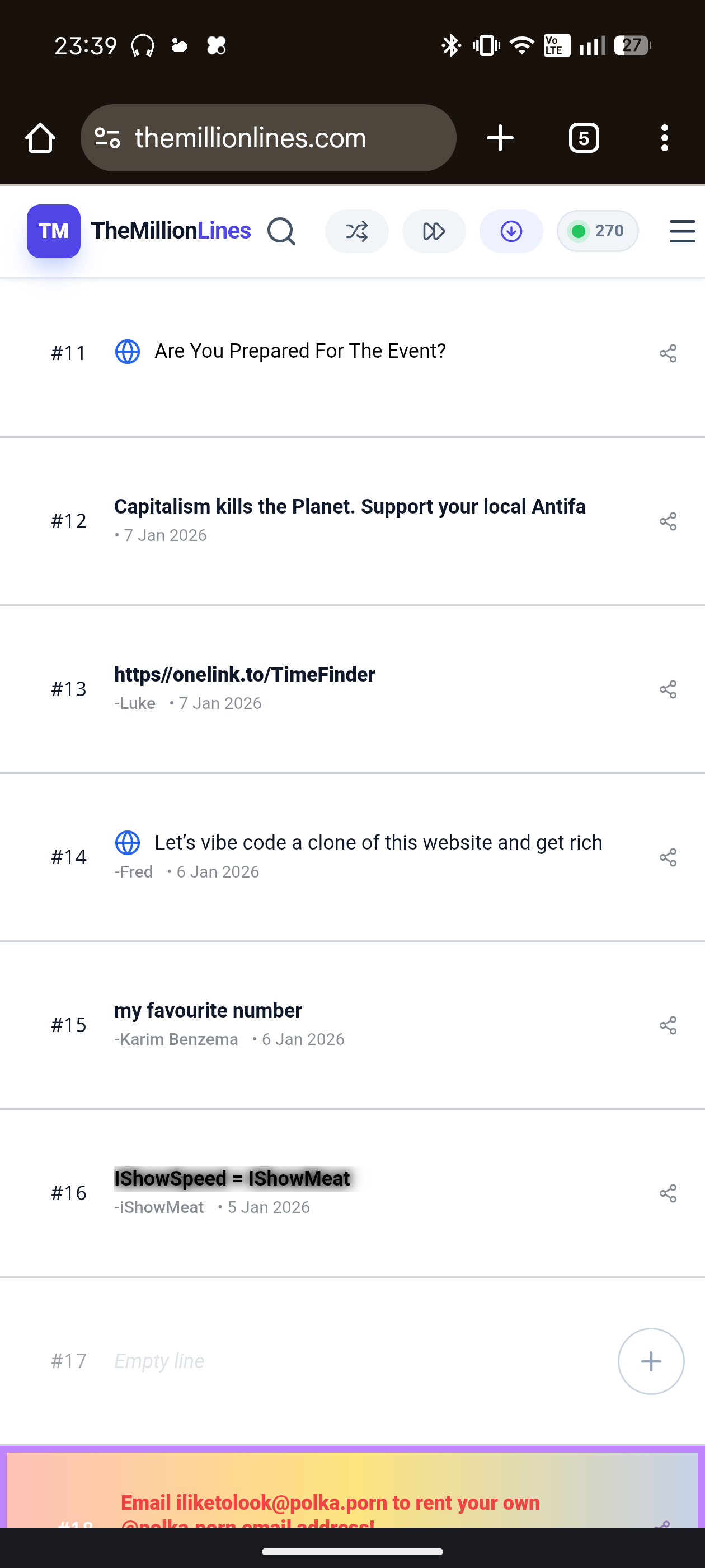 The One Million Lines - Screenshot 3 showing product features and functionality