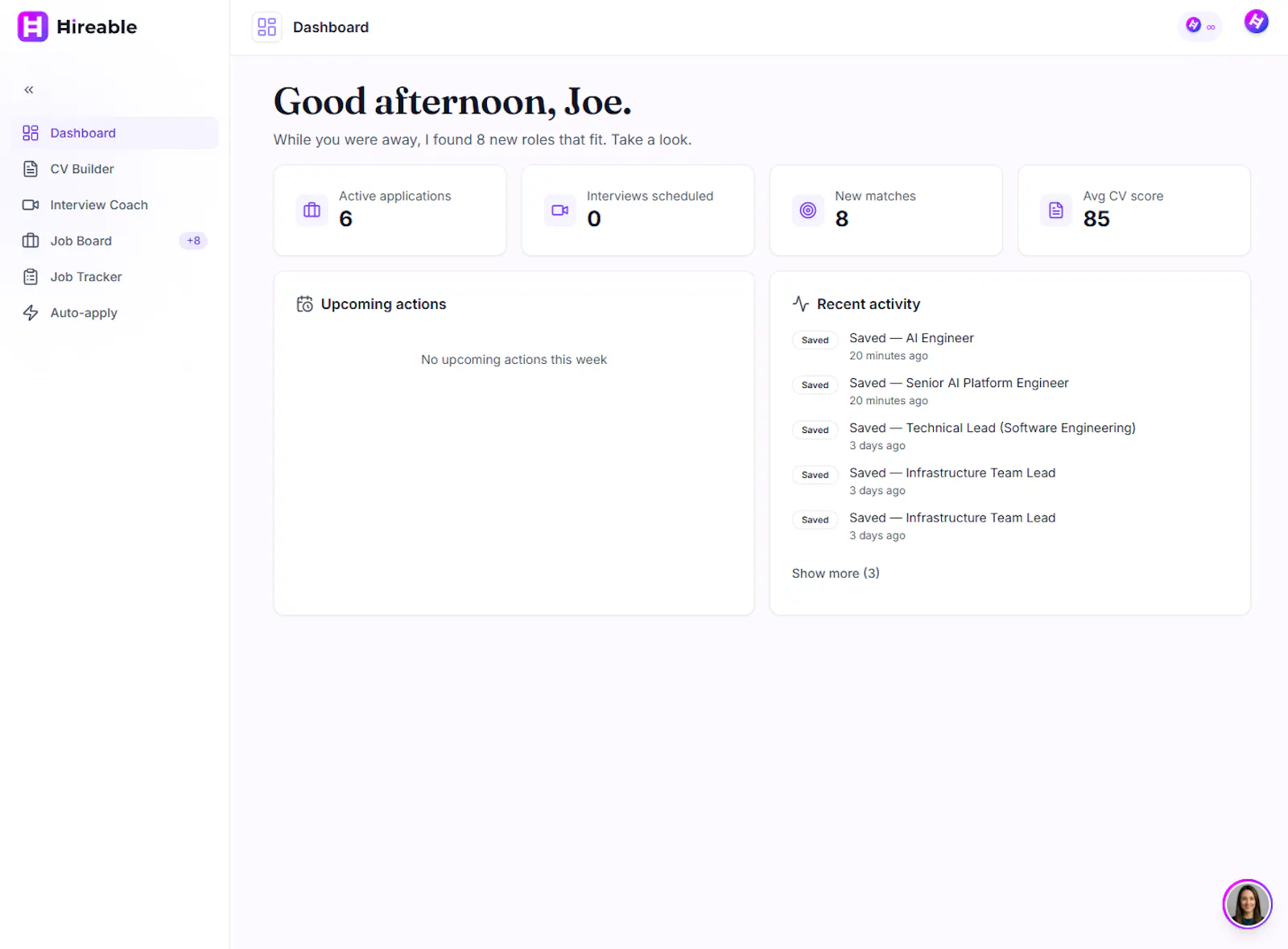 Hireable screenshot 2