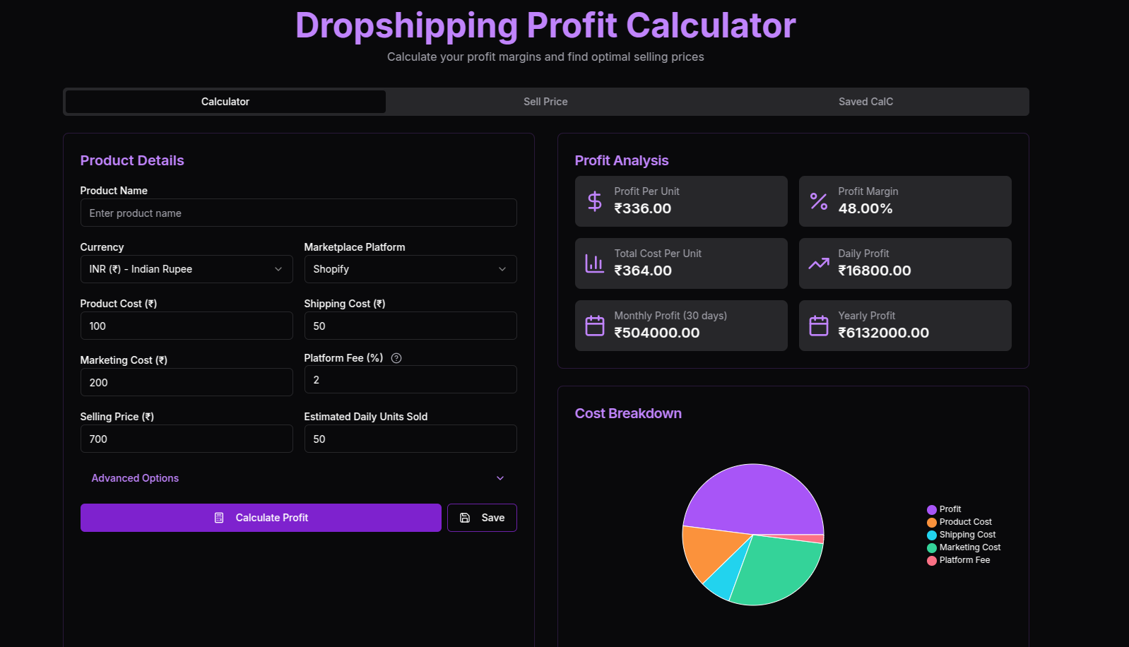 Calculatrice de bénéfices de dropshipping media 1