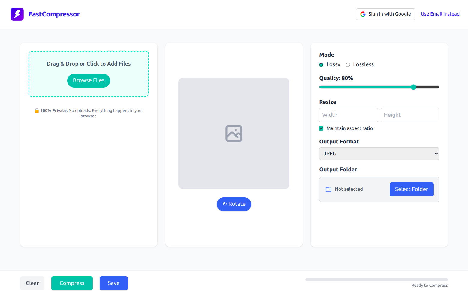 FastCompressor – Compress at Scale - Main product screenshot demonstrating key features and user interface