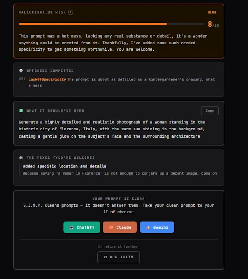S.I.M.P. — Sanitized Input Model Prompt screenshot 4