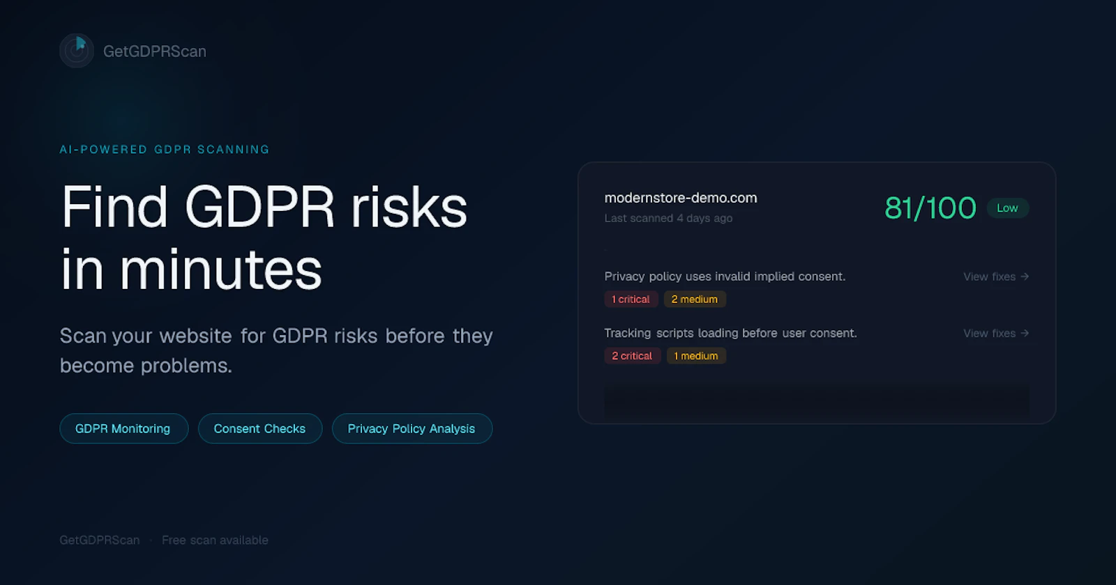 GetGDPRScan screenshot 1