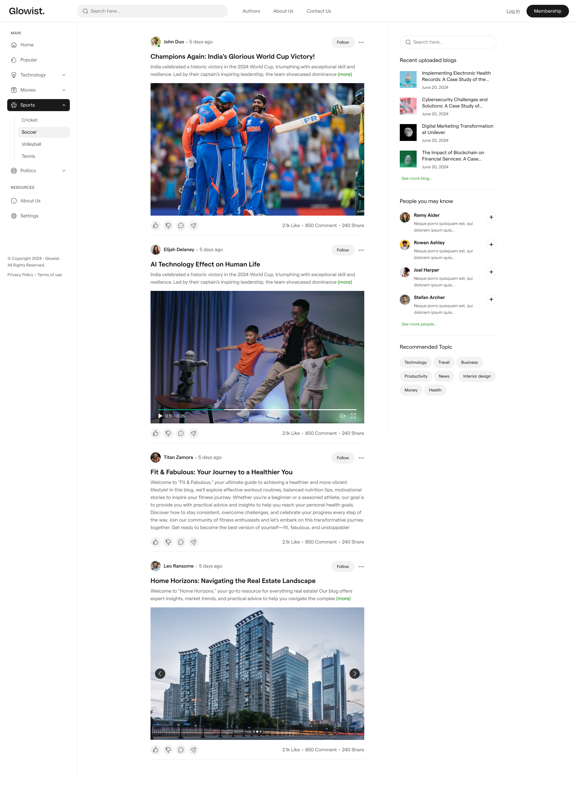 GLOWIS: Templat laman web blog html media 28
