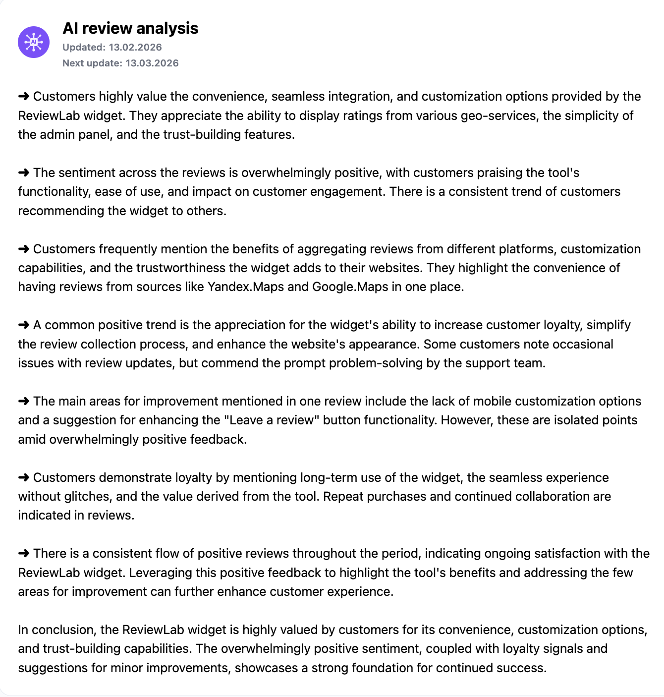 ReviewLab - Review Widget - Screenshot 5 showing product features and functionality