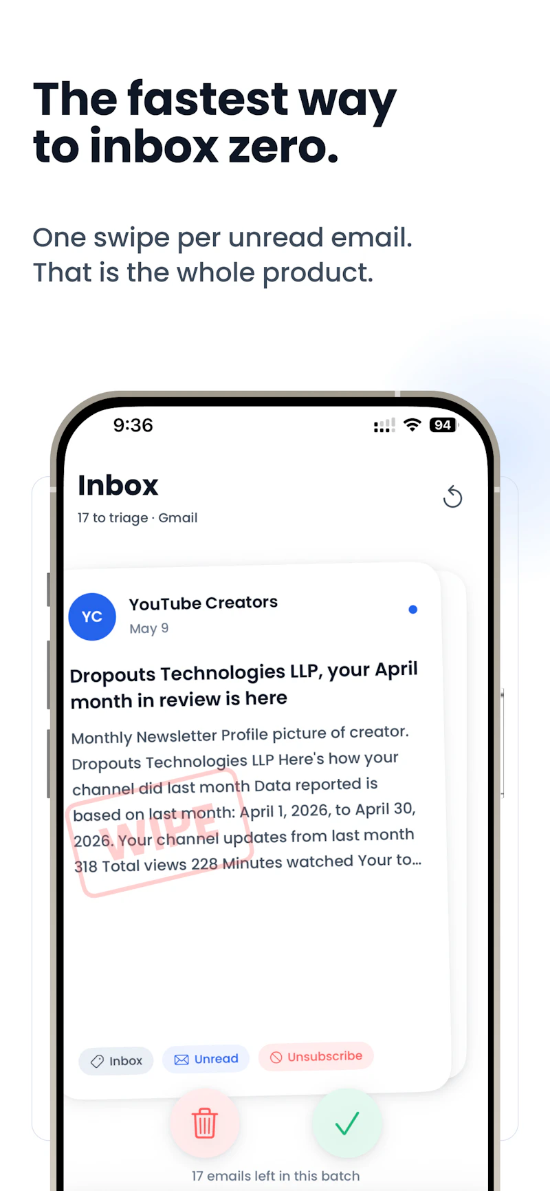 Swipe to Wipe Emails  screenshot 3