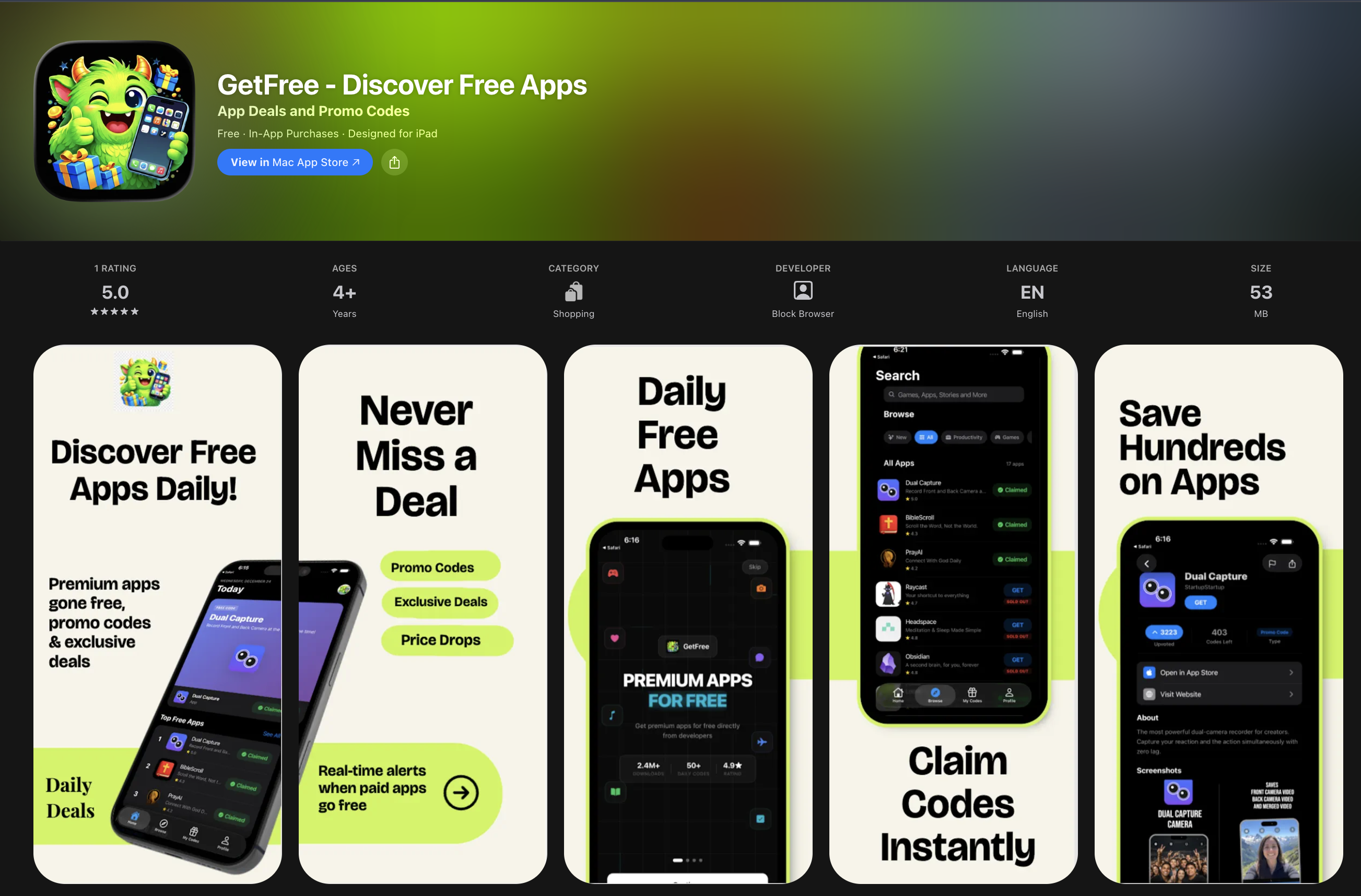 GetFree.APP - Screenshot 2 showing product features and functionality