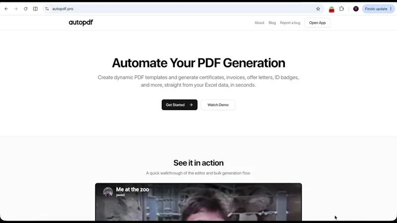 AutoPDF screenshot 1 (video preview)
