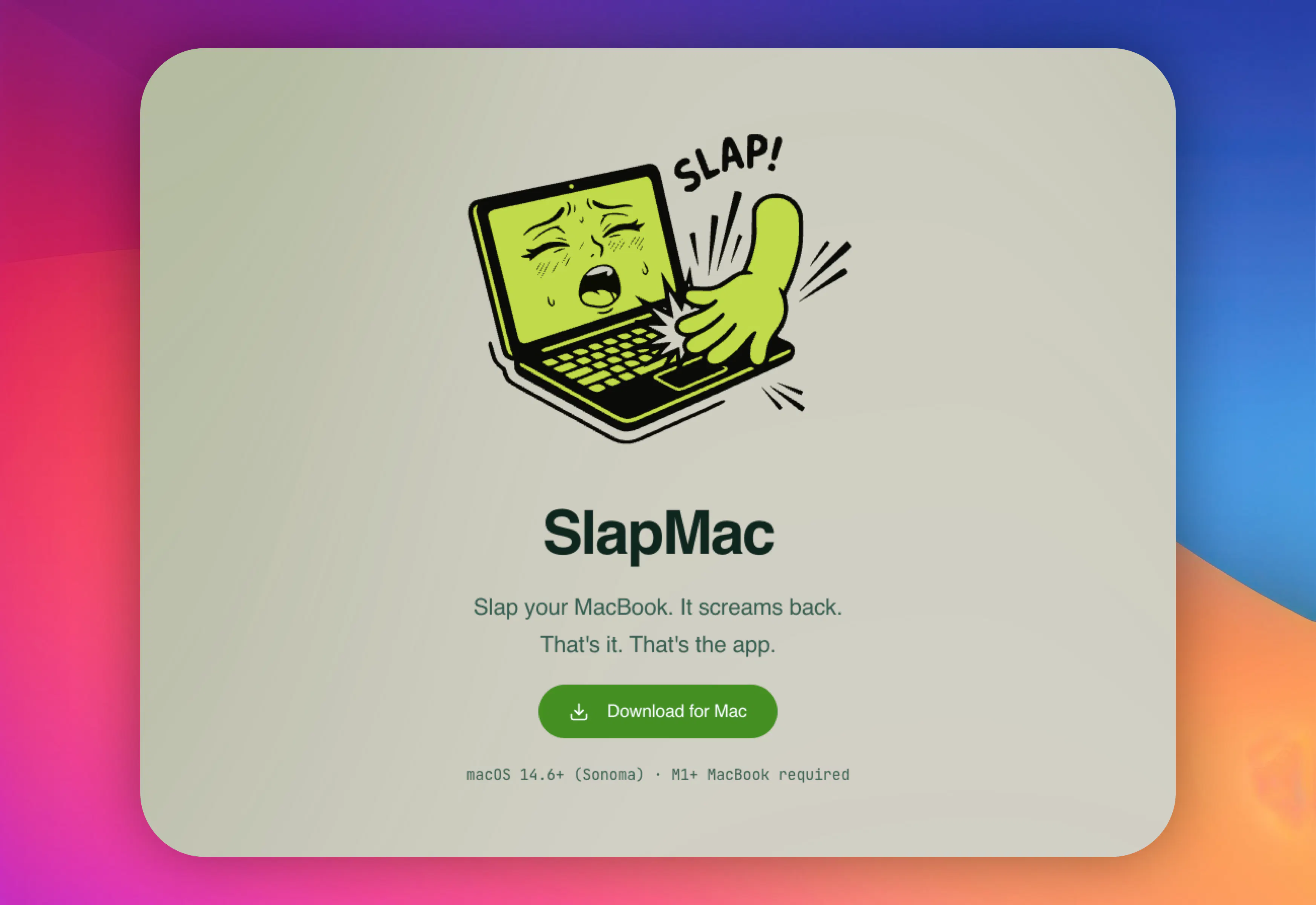Slaps Printer SlapMac: Slap your MacBook. It screams back. That's it. | Product Hunt