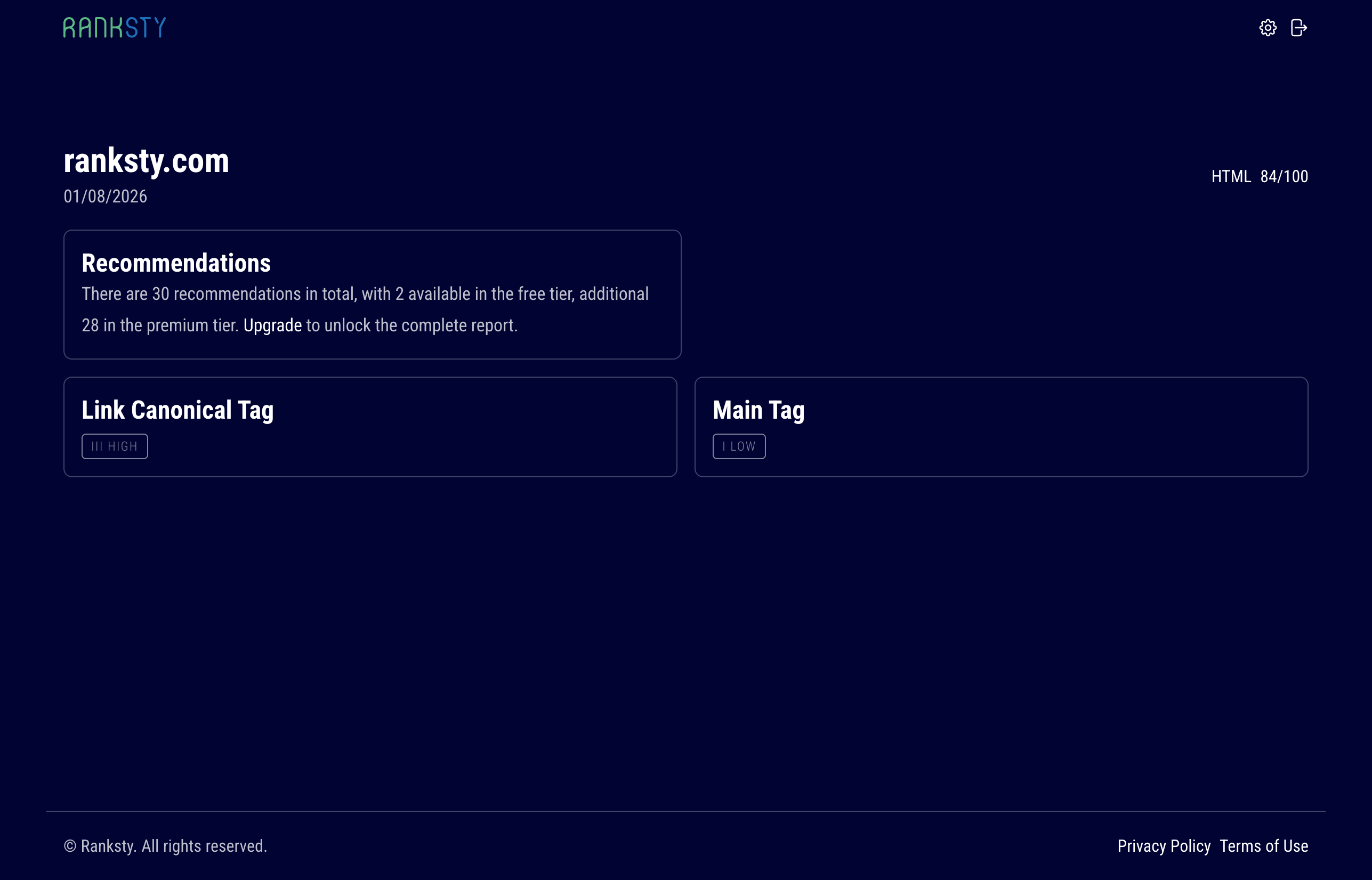 Ranksty - Screenshot 2 showing product features and functionality