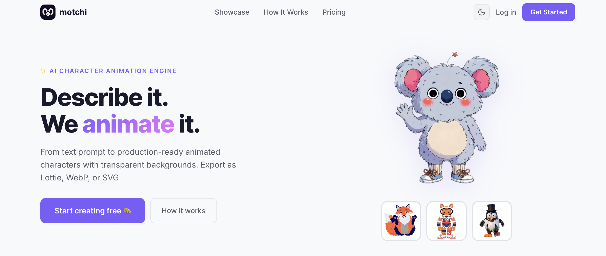 motchi.art - Main product screenshot demonstrating key features and user interface