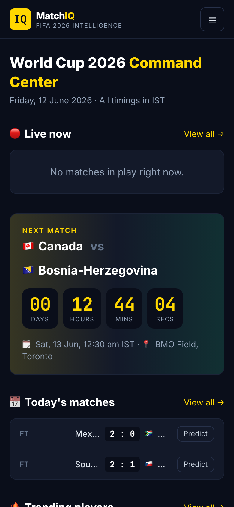 MatchIQ-FIFA 2026 Intelligence Platform gallery image