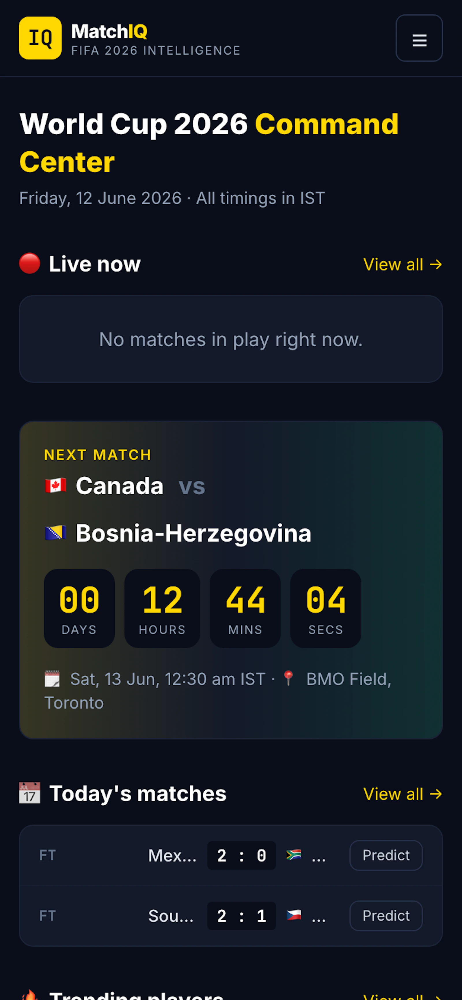 MatchIQ-FIFA 2026 Intelligence Platform screenshot 3