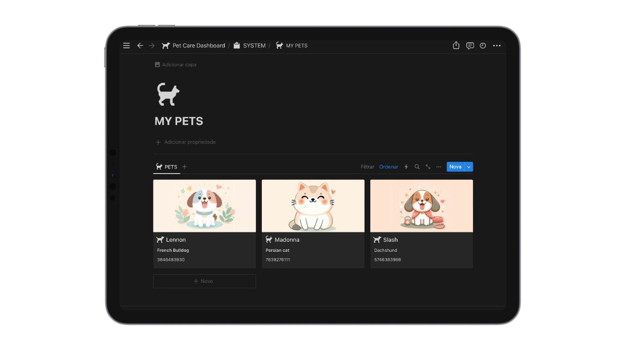 Mídia 4 de Modelo de noção - painel de cuidados com animais de estimação