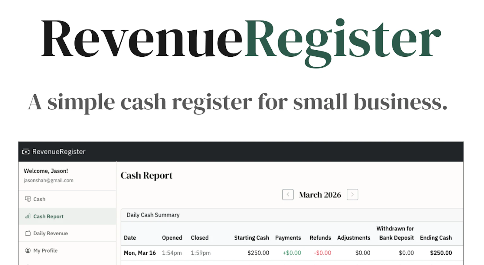 Revenue Register screenshot 1