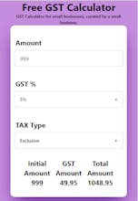 GST Calculator Chrome Extension gallery image